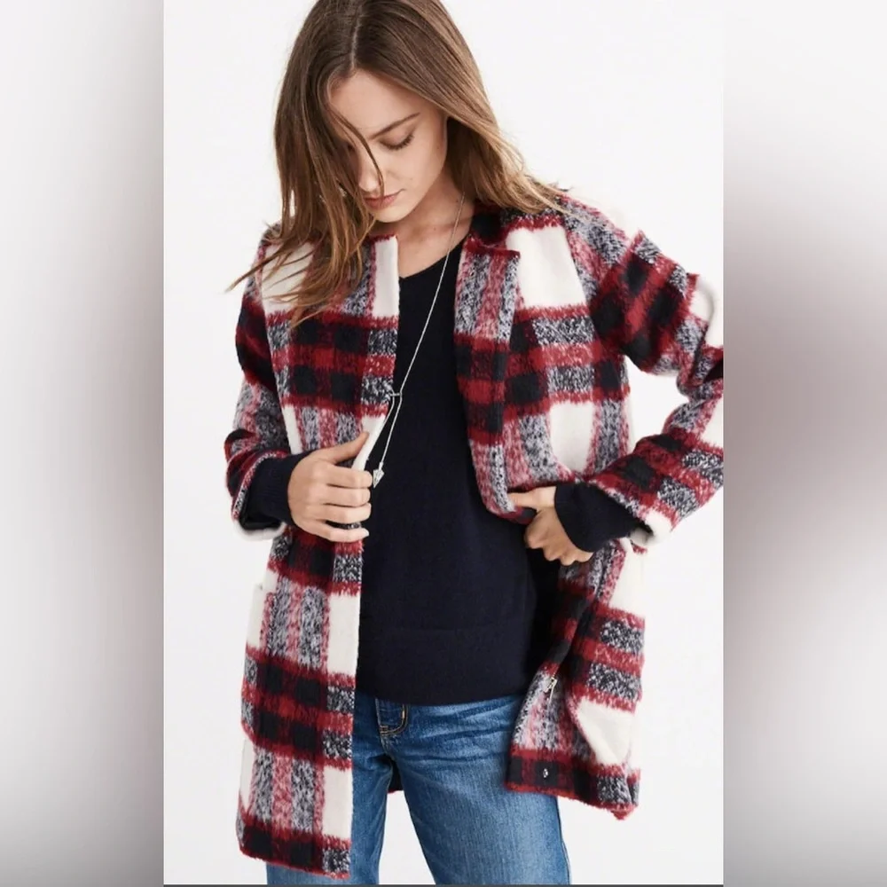 Abercrombie Heritage Wool Blend Plaid Coat - Picture 1 of 10